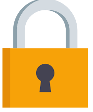 A padlock symbol representing security.